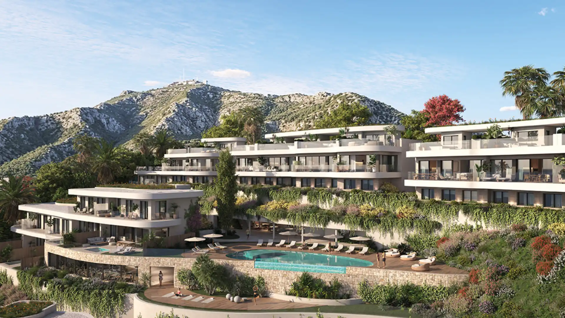 Organic Higueron luxury townhomes with private pools render, El Higueron, Fuengirola, Costa del Sol